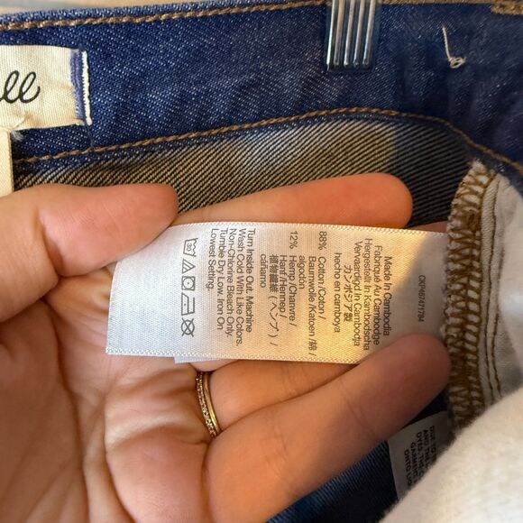 Madewell Hemp Cotton Blend Baggy Straight Jeans Dark Wash Slouchy Denim Size 24 - Picture 4 of 15